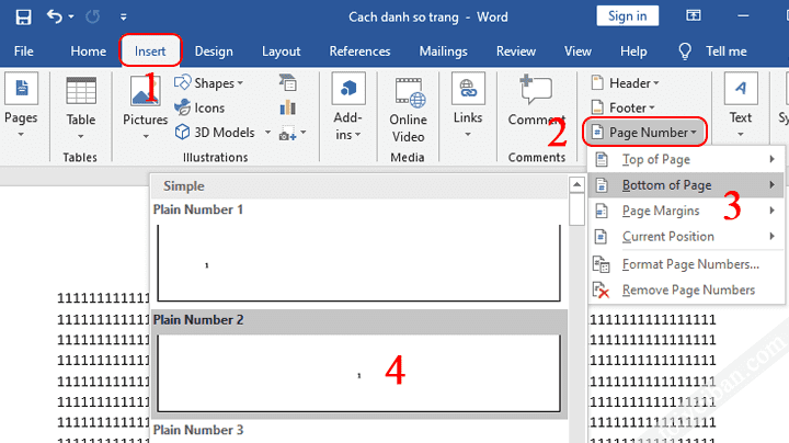 Hướng dẫn đánh số trang trong Word chi tiết
